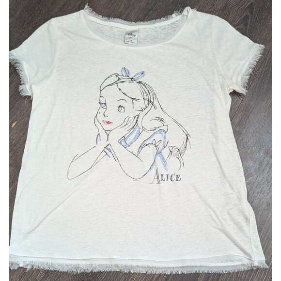 LC Lauren Conrad Disney Alice in Wonderland White Rabbit Blouse Size Small (576) - Picture 1 of 3